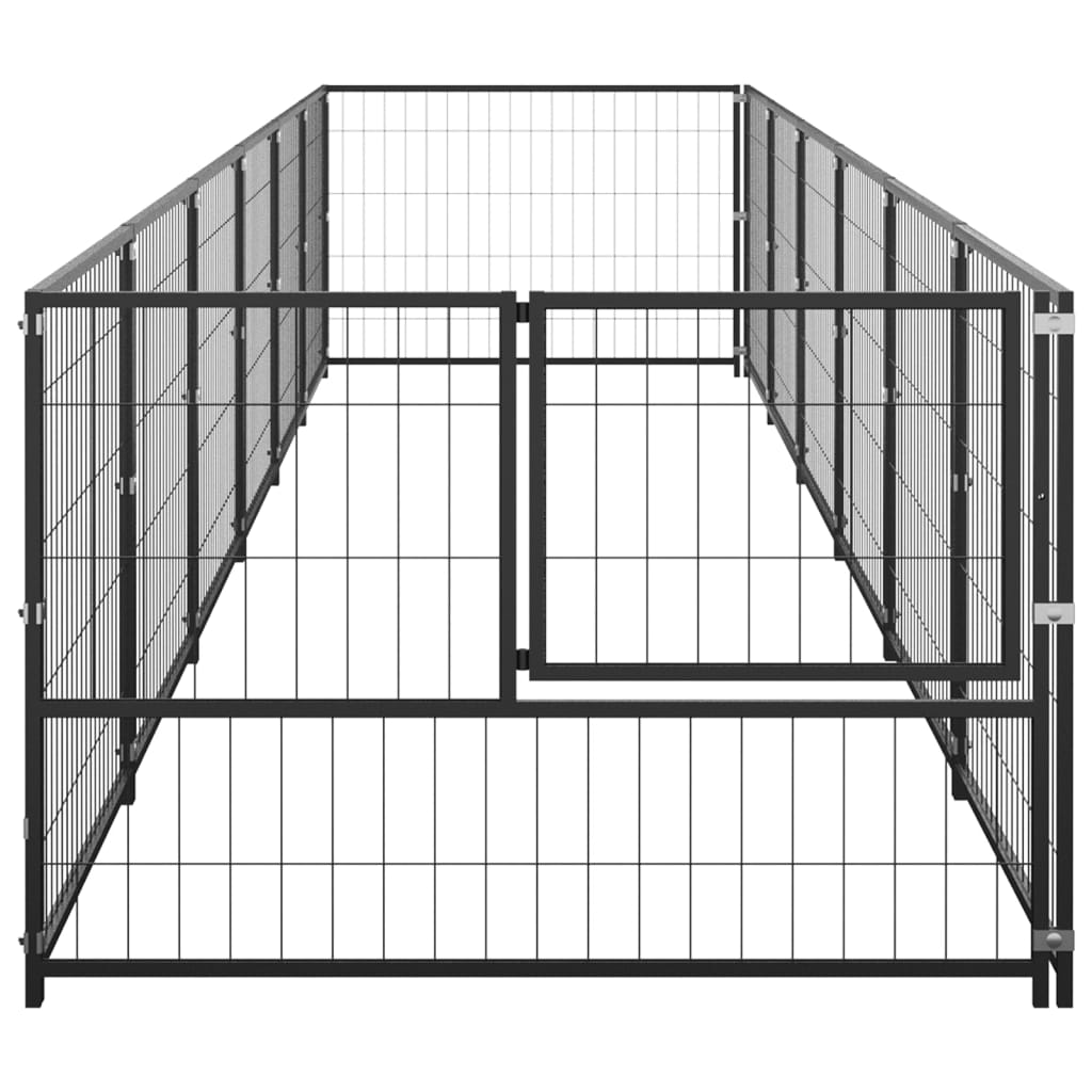 VidaXL Hondenkennel 6 m² staal zwart