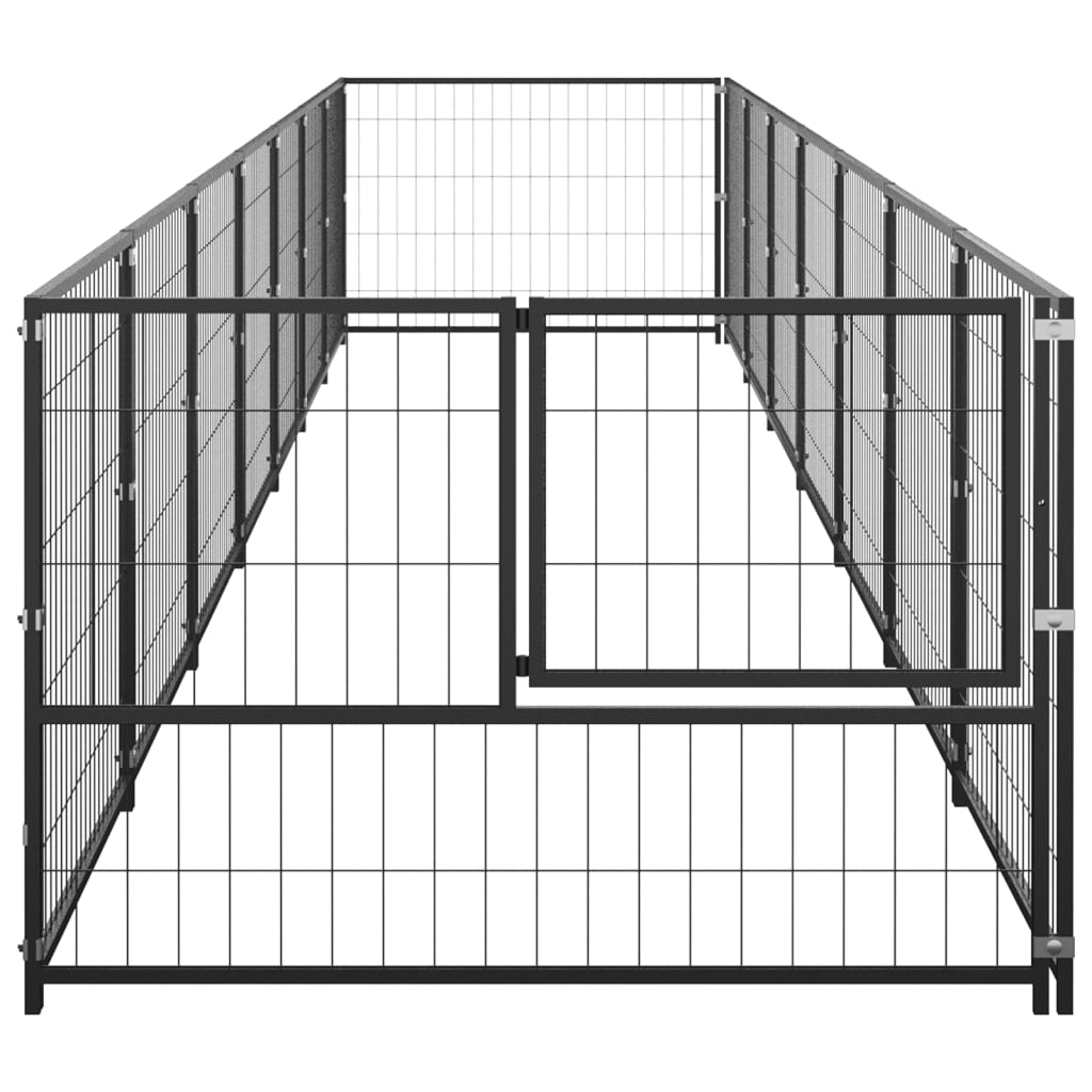 VidaXL Hondenkennel 7 m² staal zwart