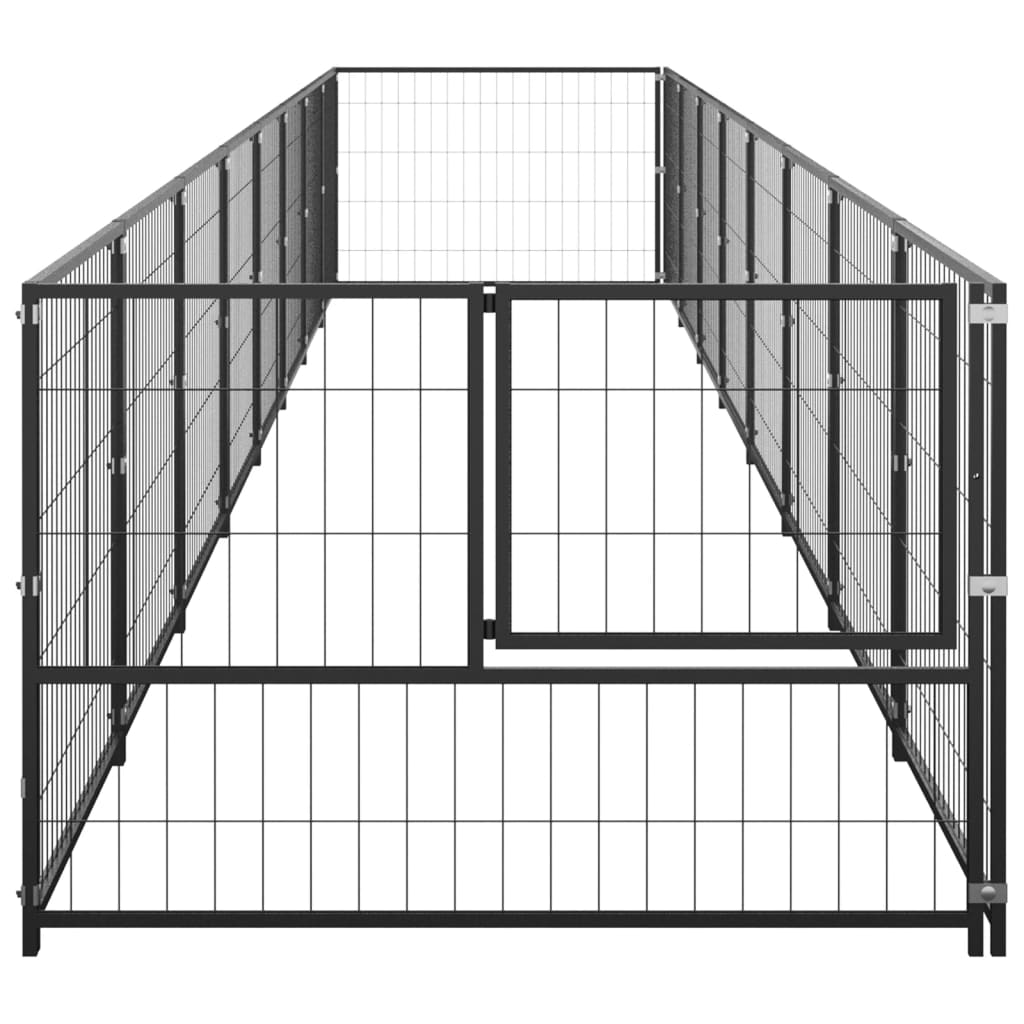 VidaXL Hondenkennel 8 m² staal zwart