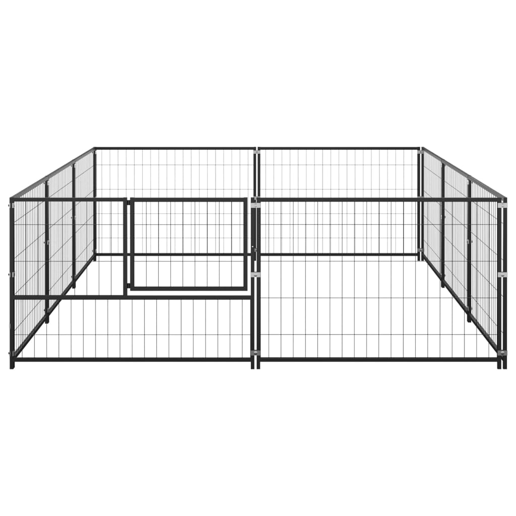 VidaXL Hondenkennel 6 m² staal zwart