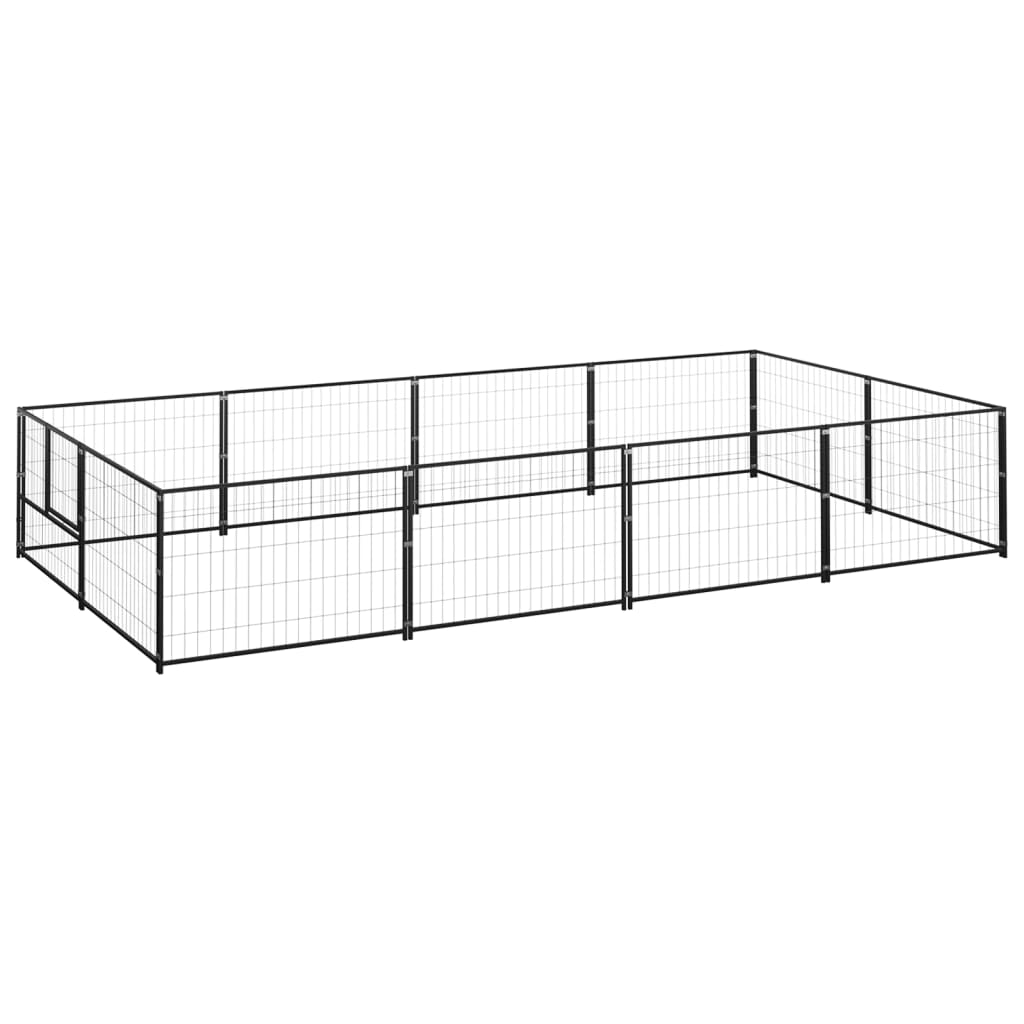 VidaXL Hondenkennel 8 m² staal zwart