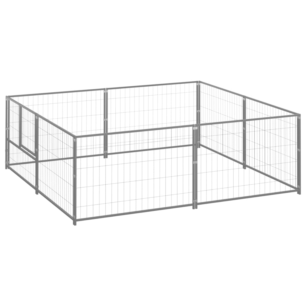 VidaXL Hondenkennel 4 m² staal zilverkleurig