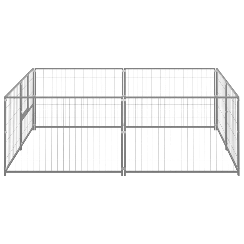 VidaXL Hondenkennel 4 m² staal zilverkleurig