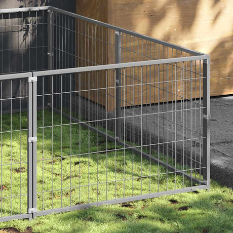 Vidaxl hondenkennel 4 m² staal zilverkleurig