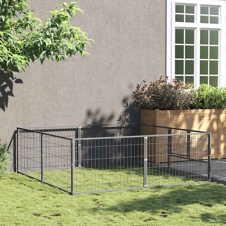 Vidaxl hondenkennel 4 m² staal zilverkleurig
