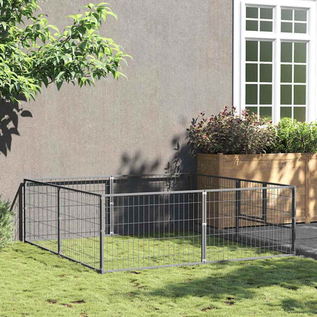 Vidaxl hondenkennel 4 m² staal zilverkleurig