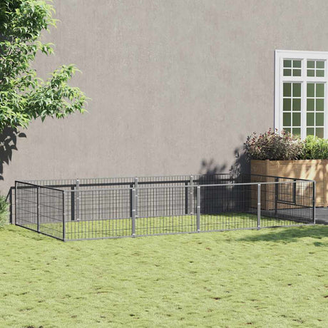 Vidaxl hondenkennel 8 m² staal zilverkleurig