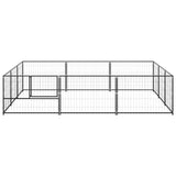 VidaXL Hondenkennel 9 m² staal zwart