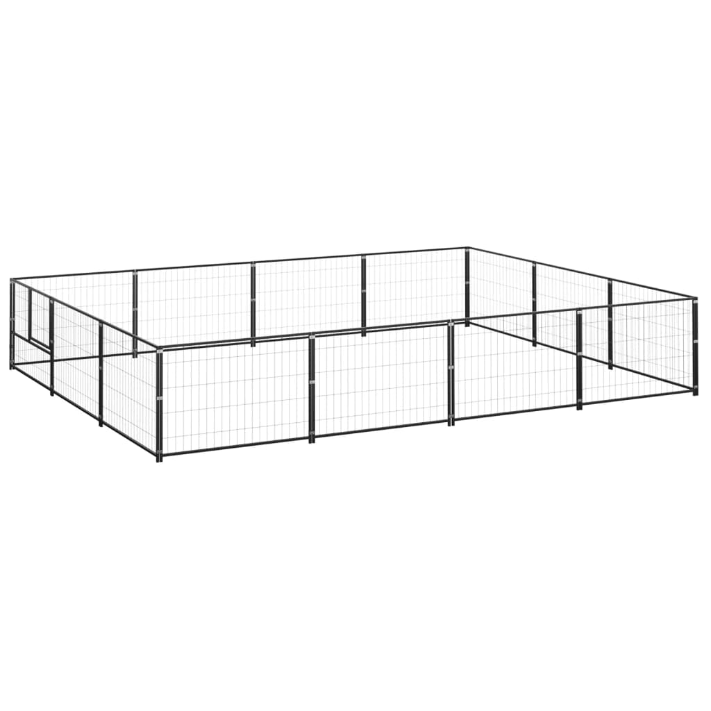 VidaXL Hondenkennel 12 m² staal zwart