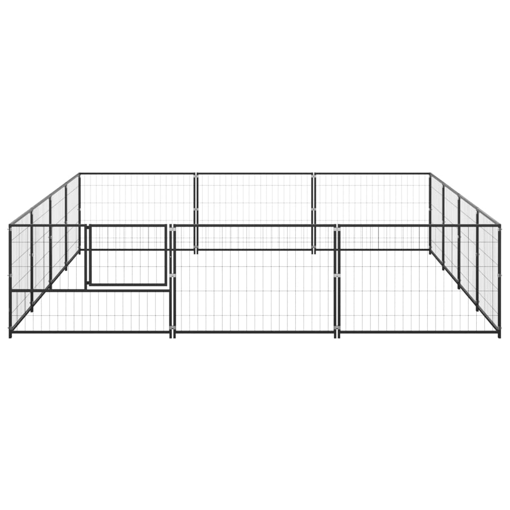 VidaXL Hondenkennel 12 m² staal zwart