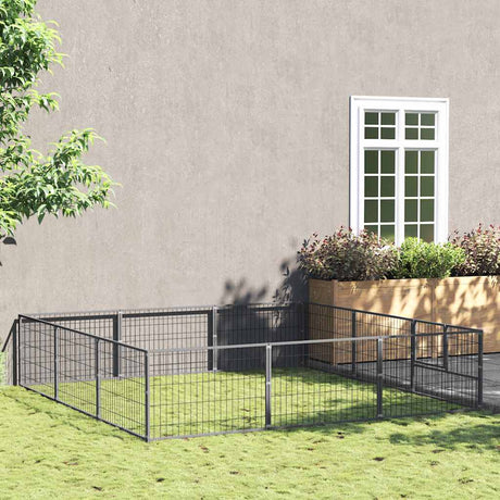 Vidaxl hondenkennel 9 m² staal zilverkleurig