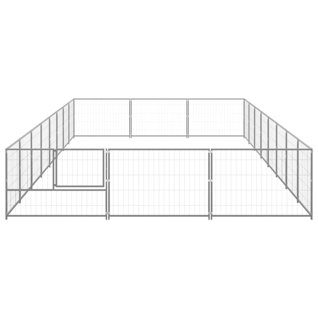 VidaXL Hondenkennel 24 m² staal zilverkleurig