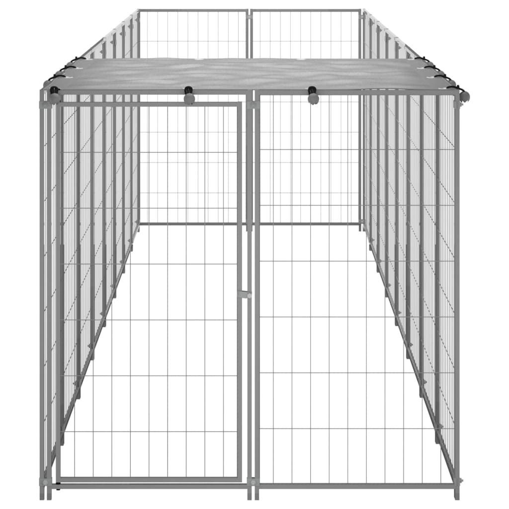 VidaXL Hondenkennel 4,84 m² staal zilverkleurig