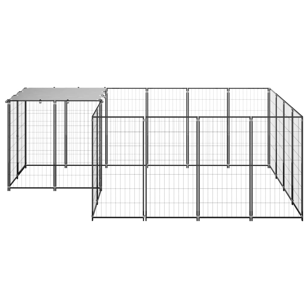 VidaXL Hondenkennel 6,05 m² staal zwart