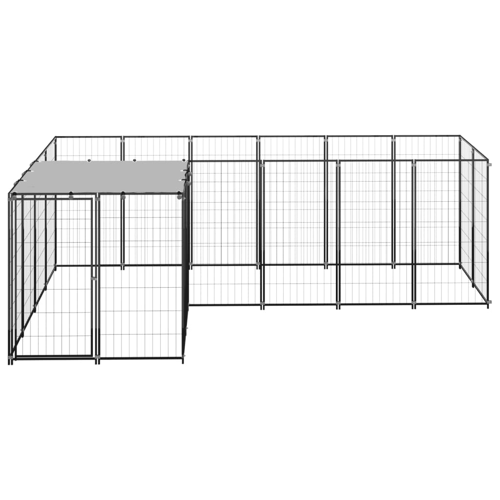 VidaXL Hondenkennel 4,84 m² staal zwart