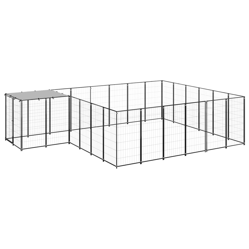 VidaXL Hondenkennel 12,1 m² staal zwart