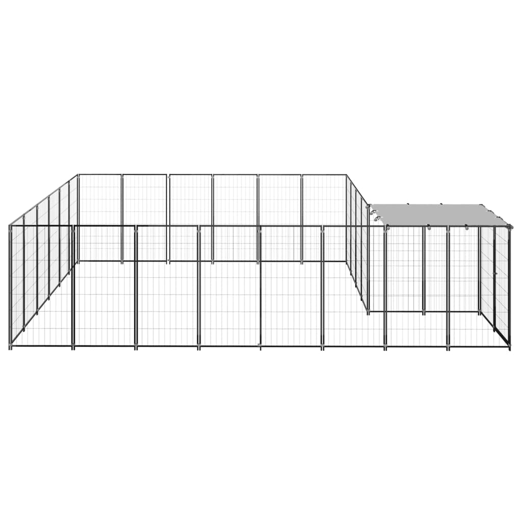 VidaXL Hondenkennel 12,1 m² staal zwart