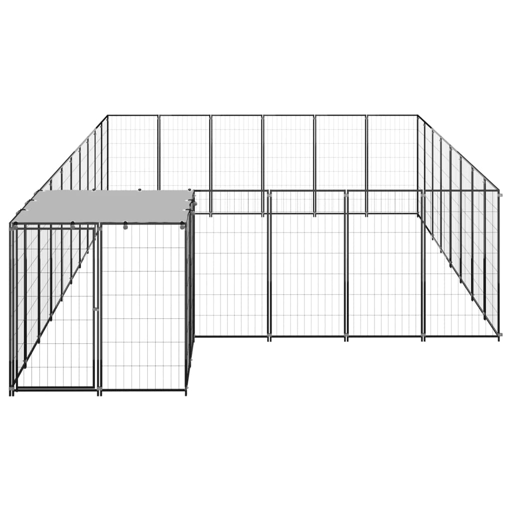 VidaXL Hondenkennel 15,73 m² staal zwart