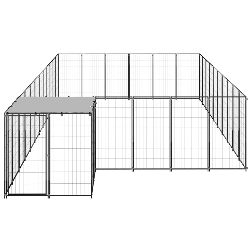 VidaXL Hondenkennel 19,36 m² staal zwart