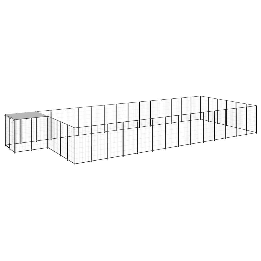 VidaXL Hondenkennel 26,62 m² staal zwart