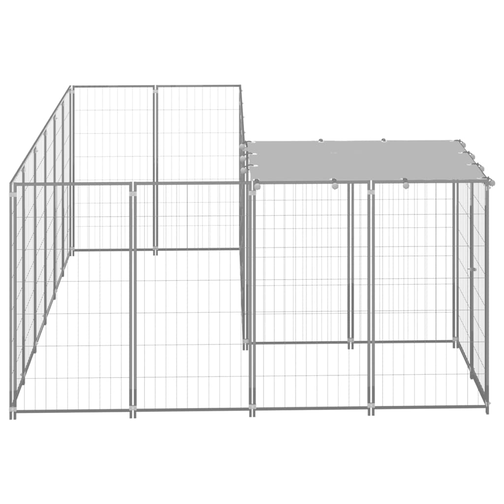 VidaXL Hondenkennel 4,84 m² staal zilverkleurig