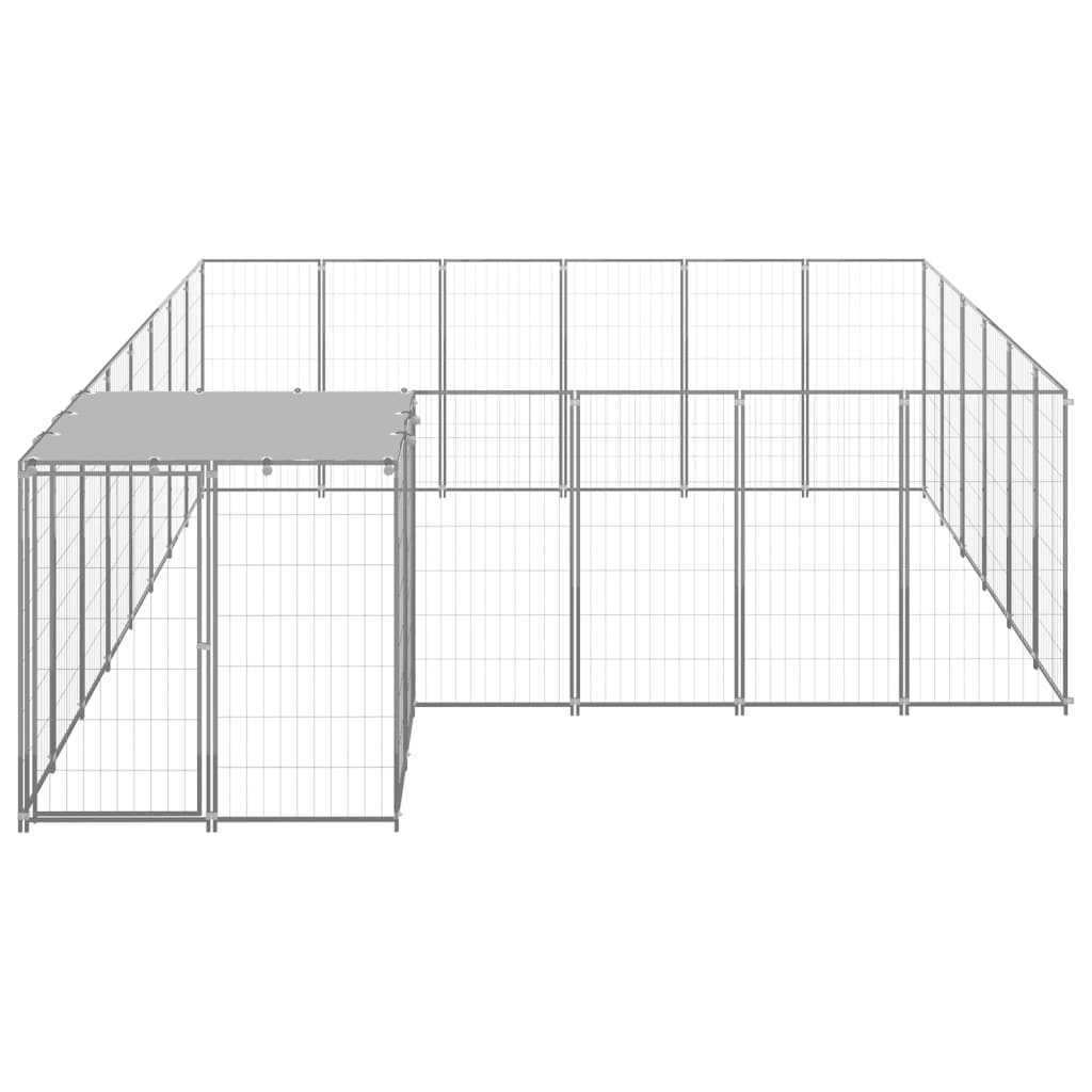 VidaXL Hondenkennel 12,1 m² staal zilverkleurig