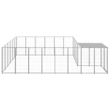 VidaXL Hondenkennel 12,1 m² staal zilverkleurig