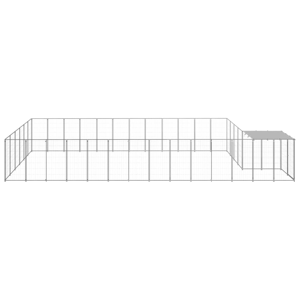 VidaXL Hondenkennel 22,99 m² staal zilverkleurig