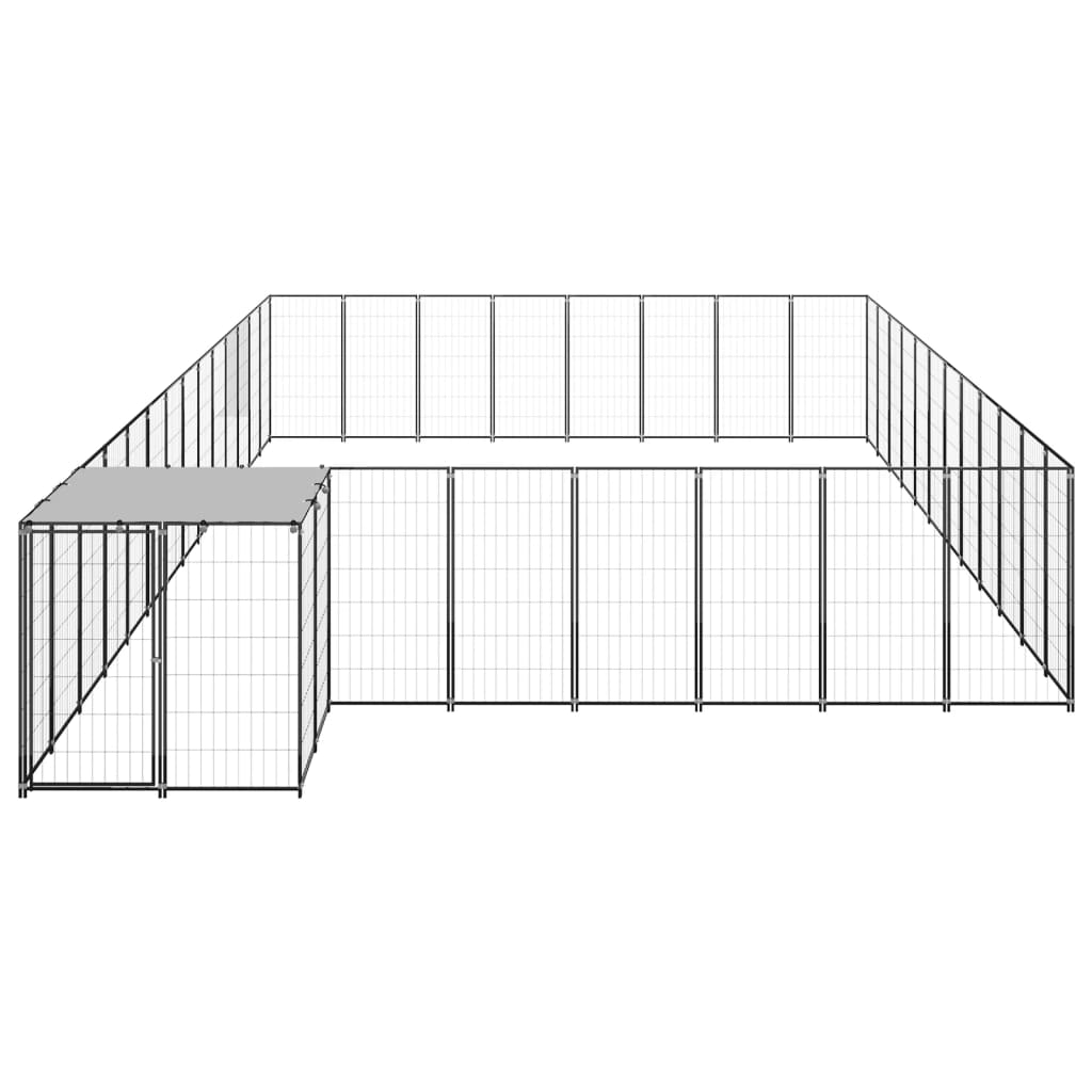 VidaXL Hondenkennel 30,25 m² staal zwart