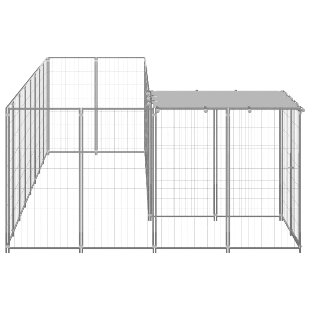 VidaXL Hondenkennel 6,05 m² staal zilverkleurig