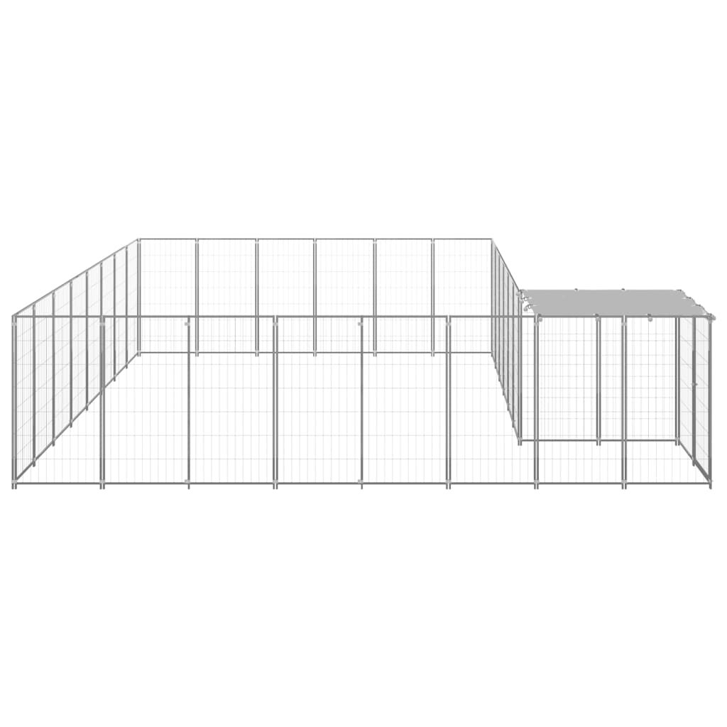 VidaXL Hondenkennel 15,73 m² staal zilverkleurig