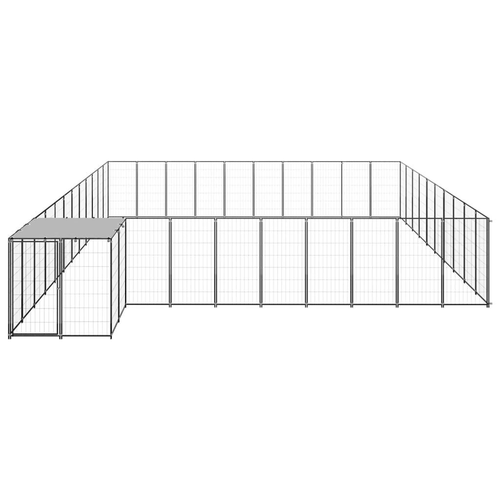 VidaXL Hondenkennel 31,46 m² staal zwart