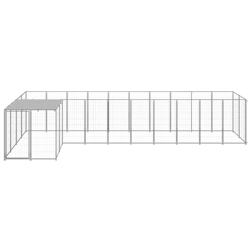 VidaXL Hondenkennel 7,26 m² staal zilverkleurig