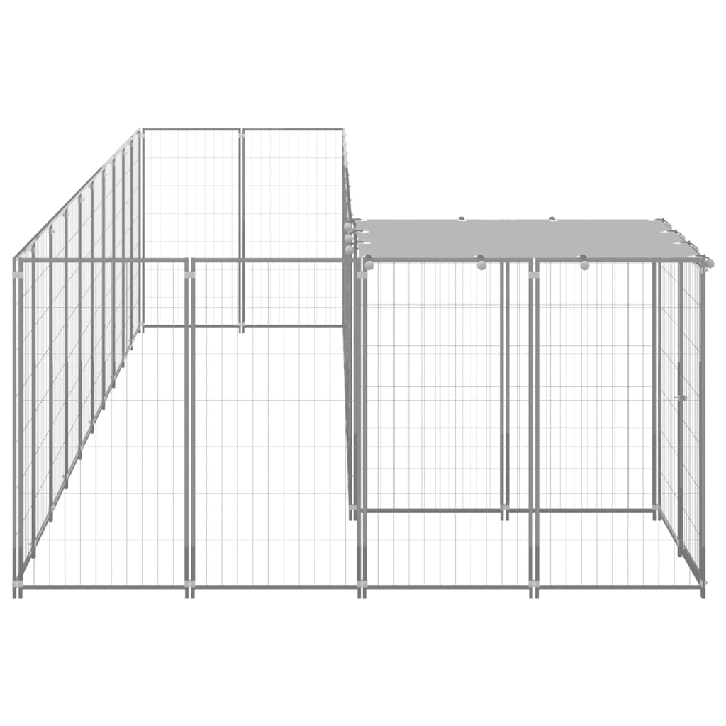 VidaXL Hondenkennel 7,26 m² staal zilverkleurig