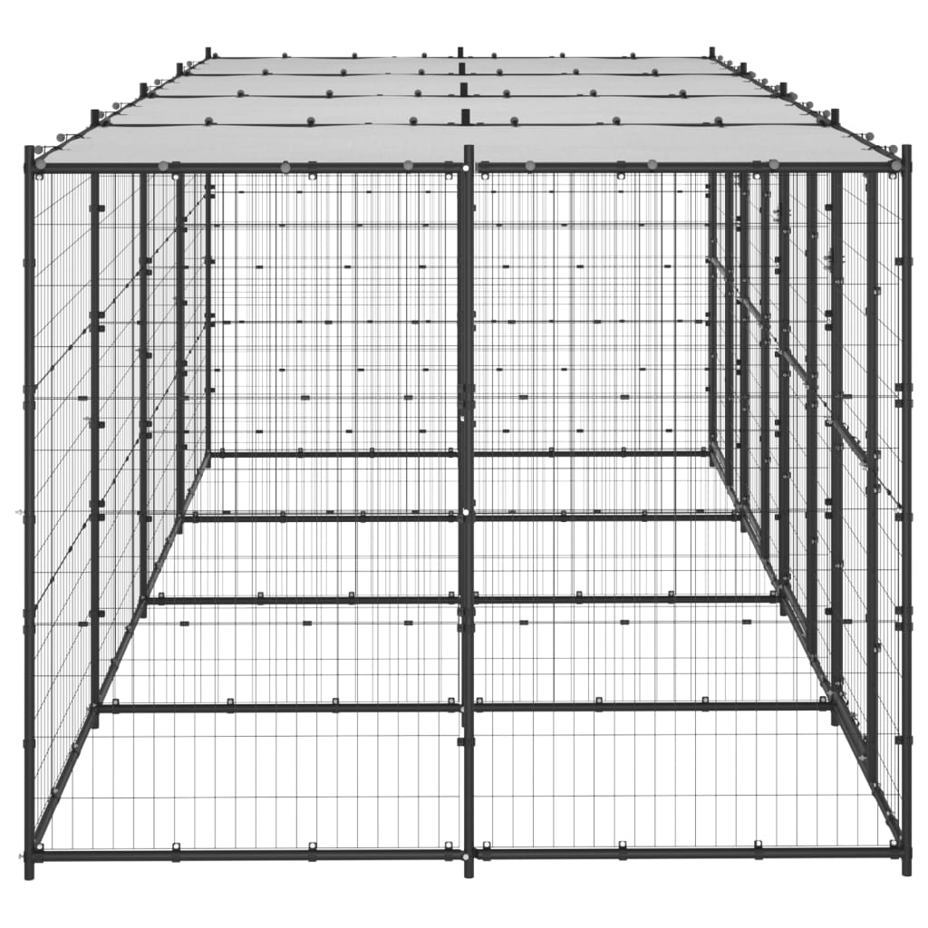 VidaXL Hondenkennel met dak 9,68 m² staal