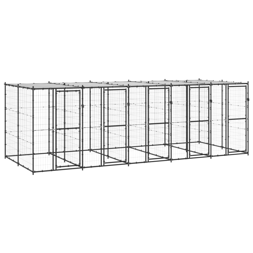 VidaXL Hondenkennel met dak 12,1 m² staal