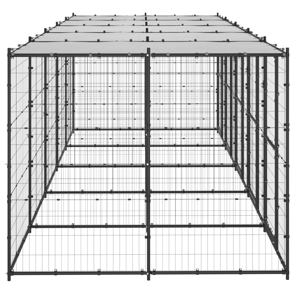 VidaXL Hondenkennel met dak 12,1 m² staal