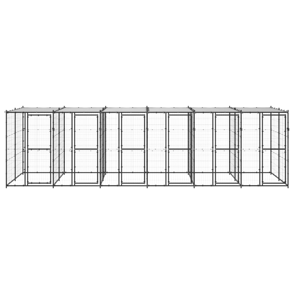 VidaXL Hondenkennel met dak 14,52 m² staal