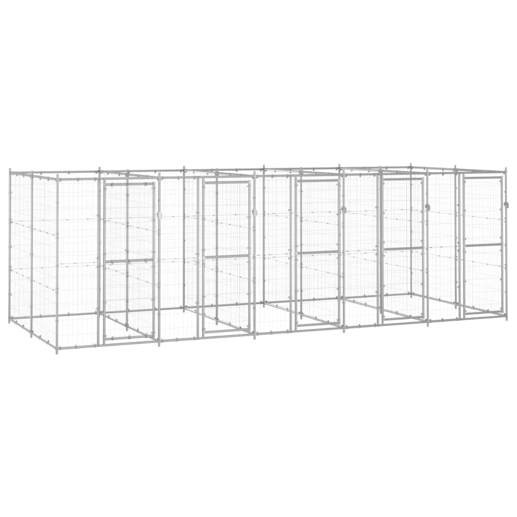 VidaXL Hondenkennel 12,1 m² gegalvaniseerd staal