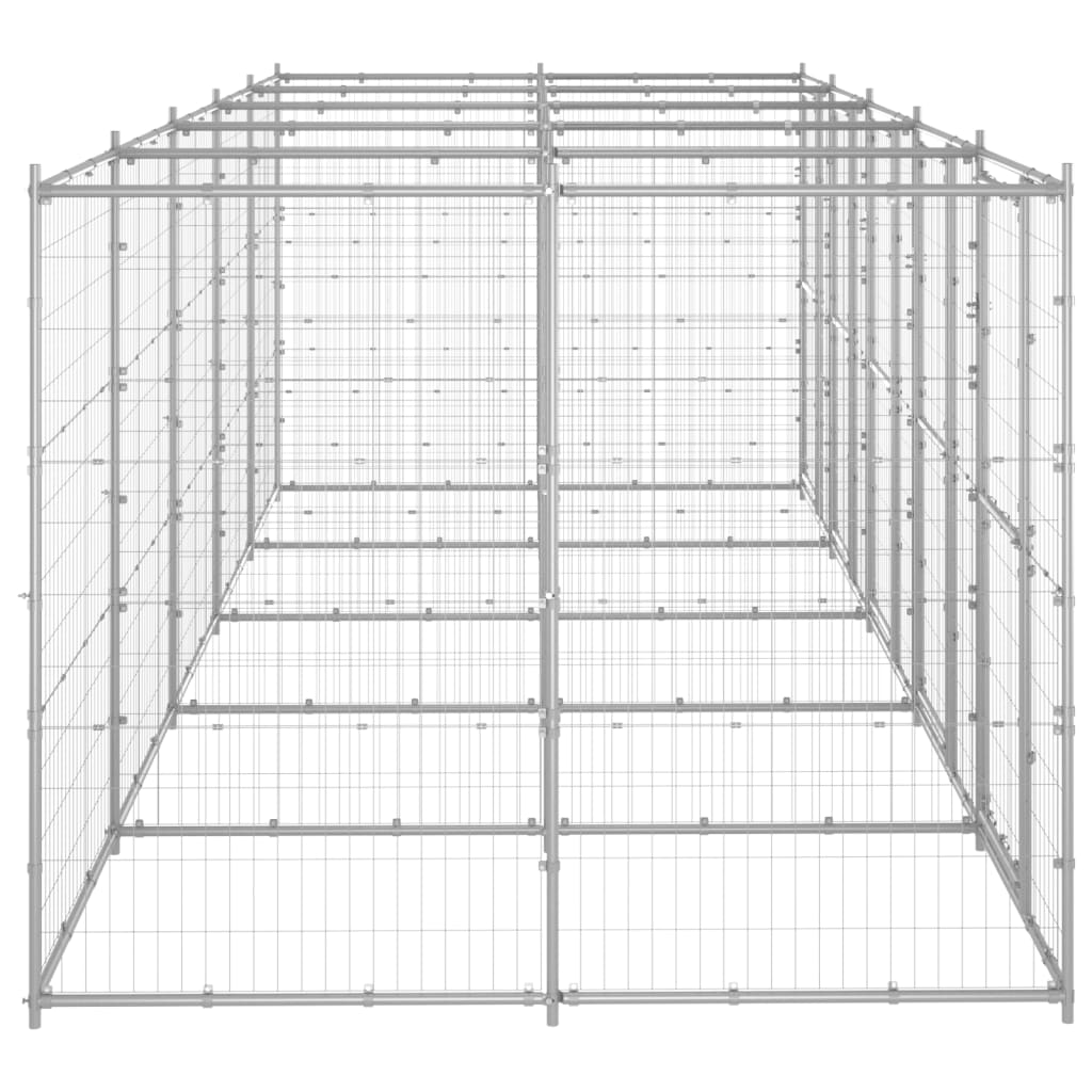 VidaXL Hondenkennel 12,1 m² gegalvaniseerd staal