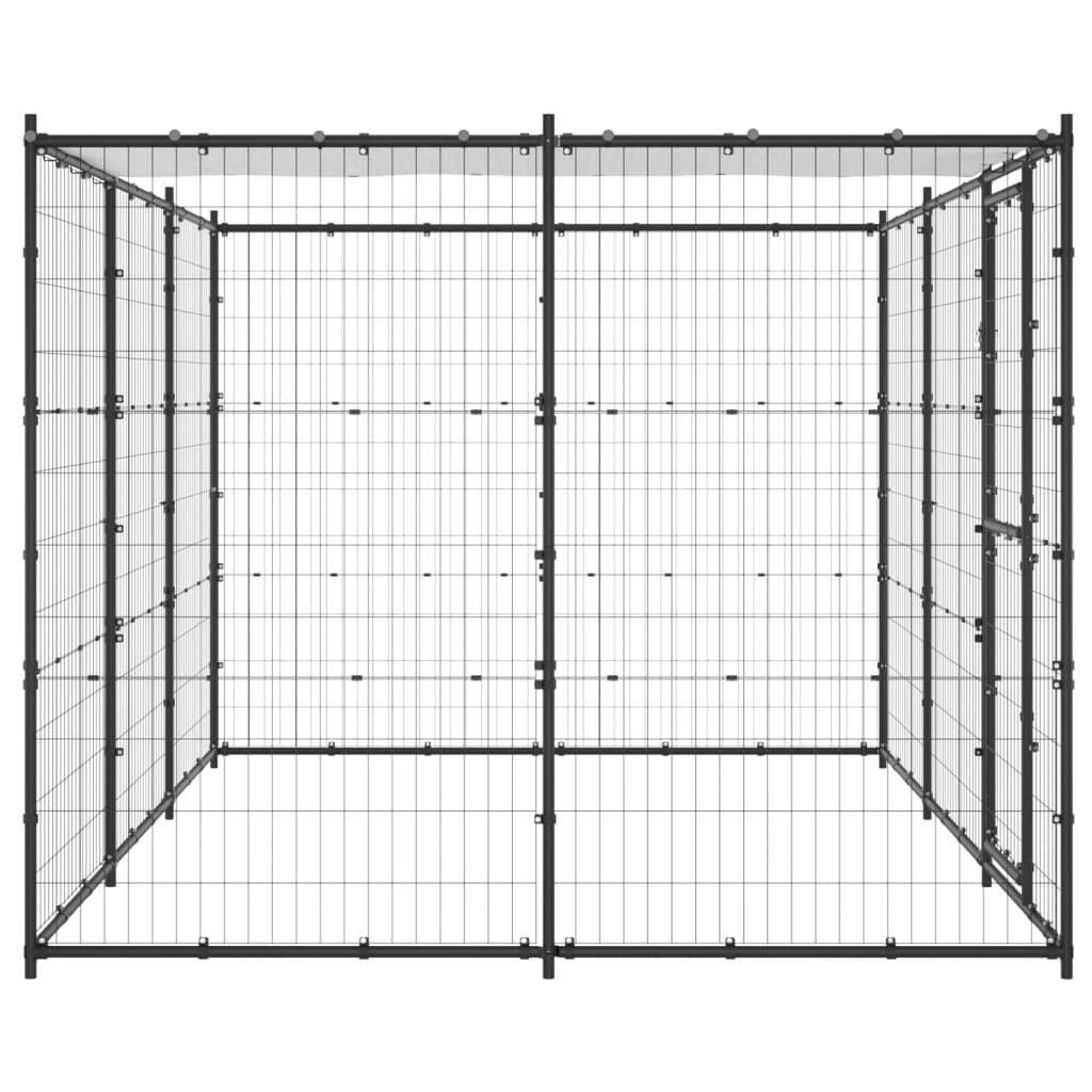 VidaXL Hondenkennel met dak 7,26 m² staal