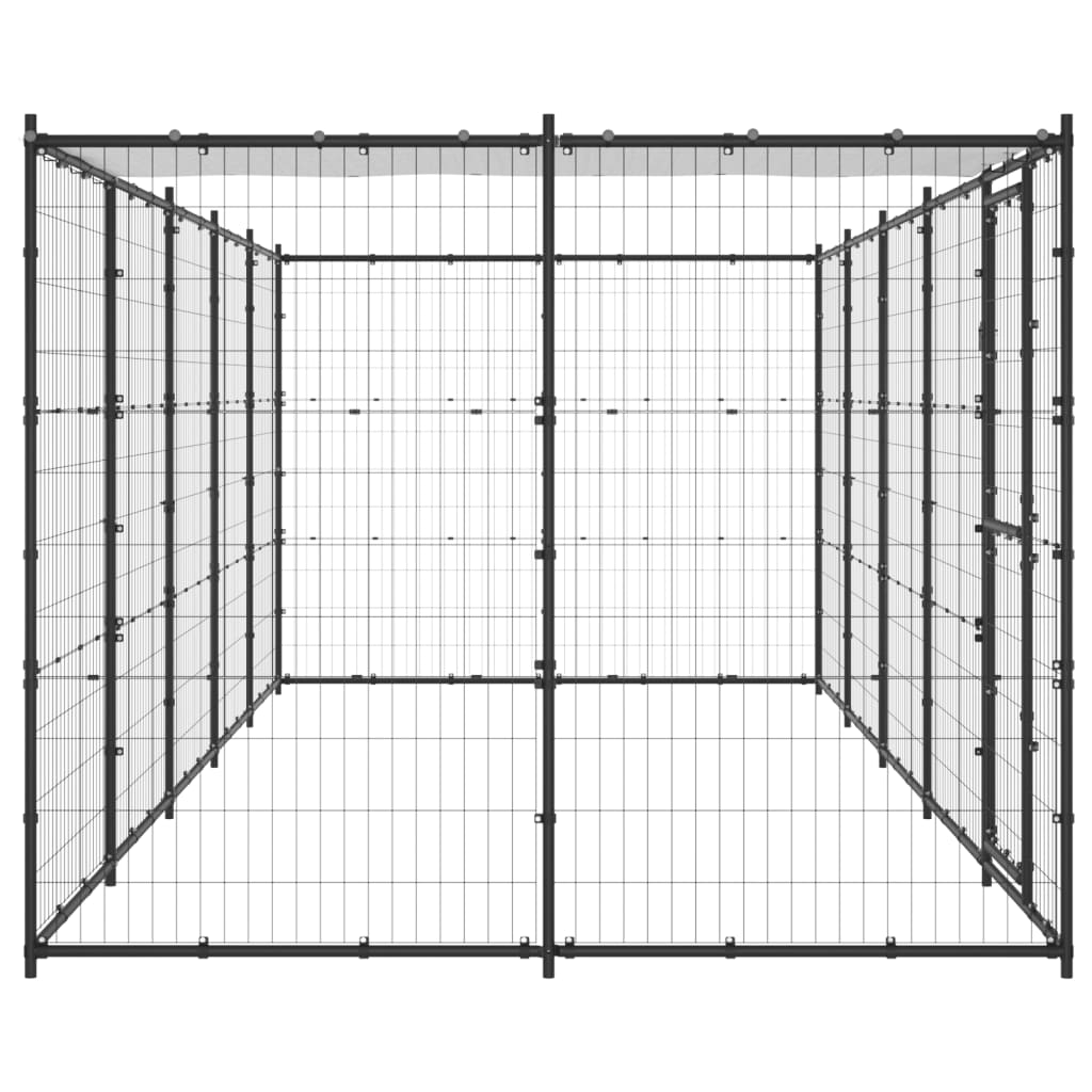 VidaXL Hondenkennel met dak 12,1 m² staal