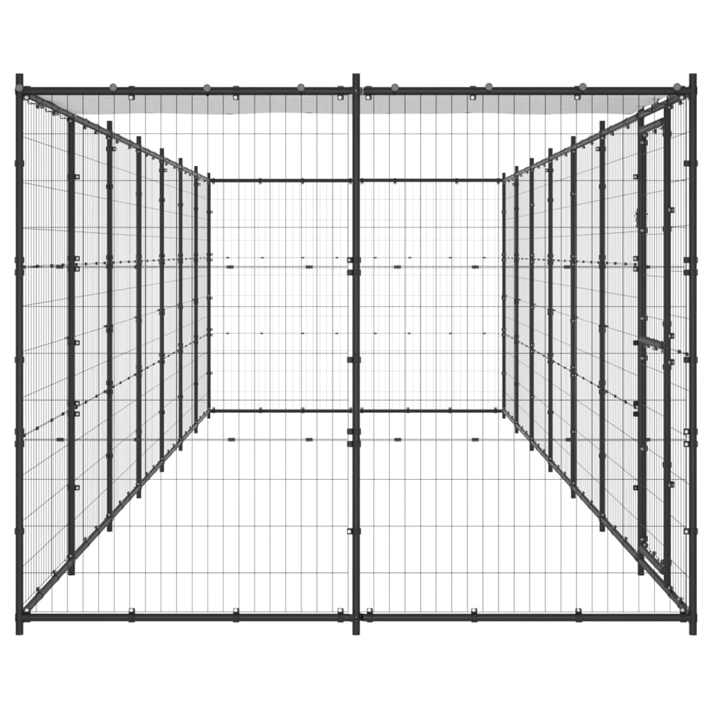 VidaXL Hondenkennel met dak 16,94 m² staal