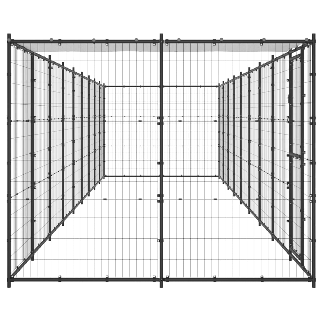 VidaXL Hondenkennel met dak 21,78 m² staal