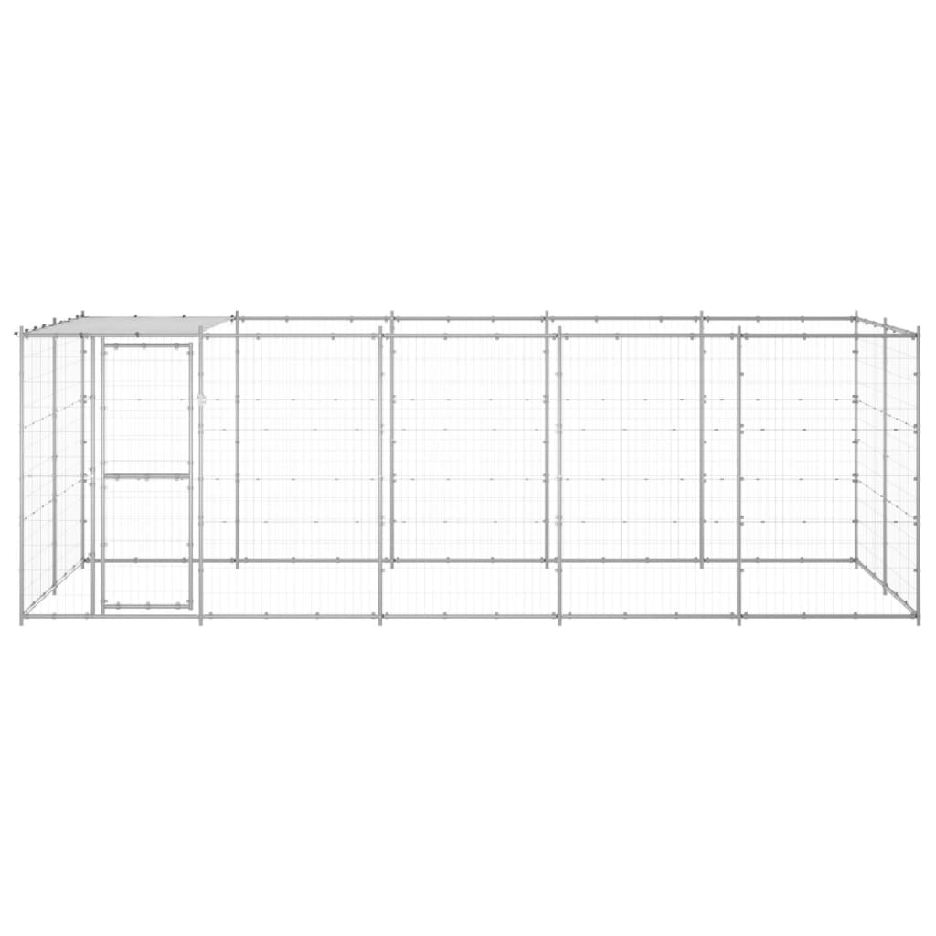 VidaXL Hondenkennel met dak 12,1 m² gegalvaniseerd staal