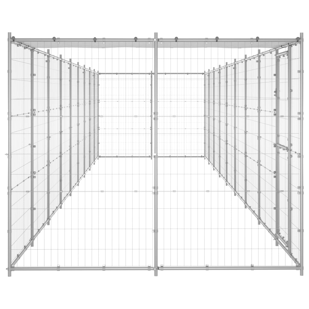 VidaXL Hondenkennel met dak 21,78 m² gegalvaniseerd staal