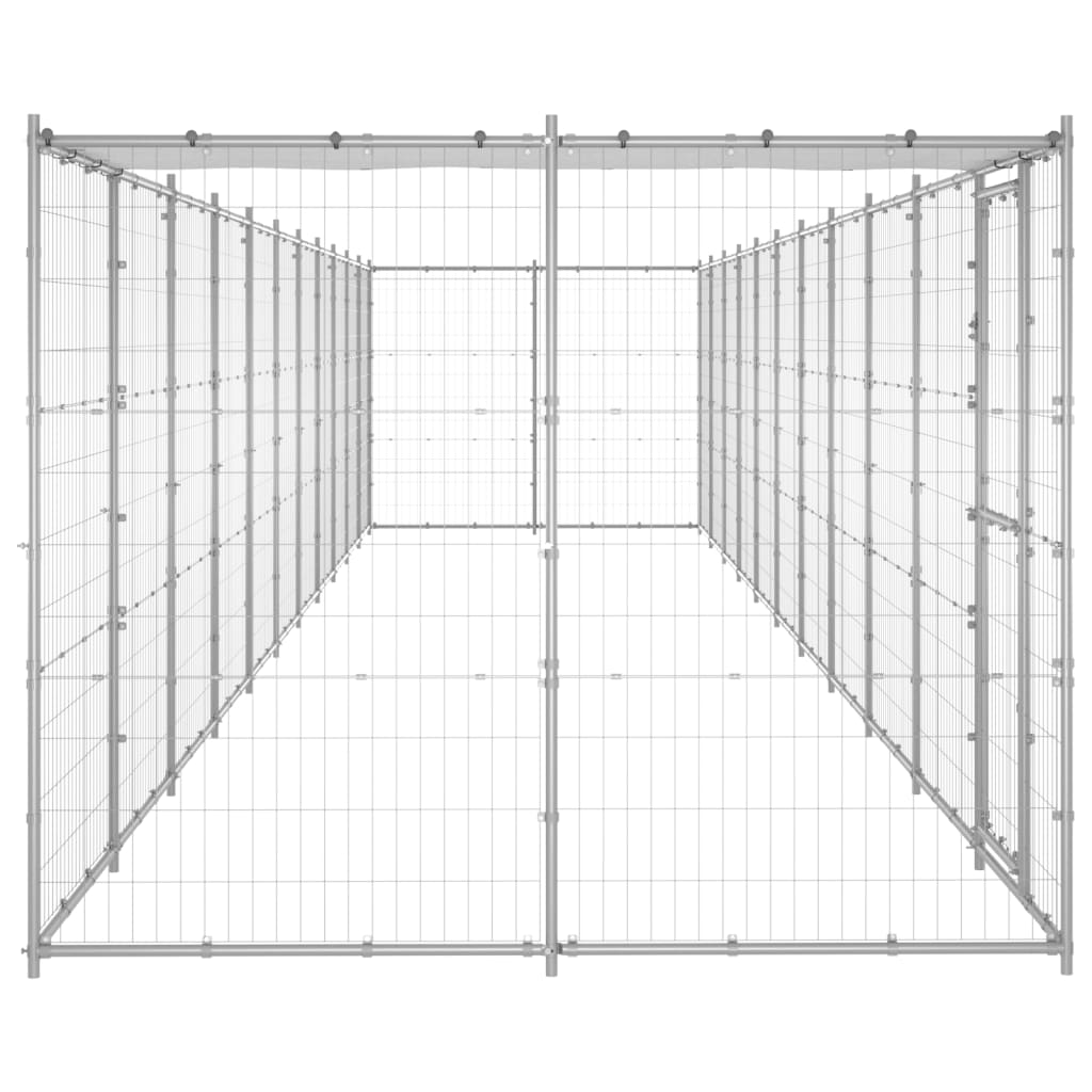 VidaXL Hondenkennel met dak 26,62 m² gegalvaniseerd staal