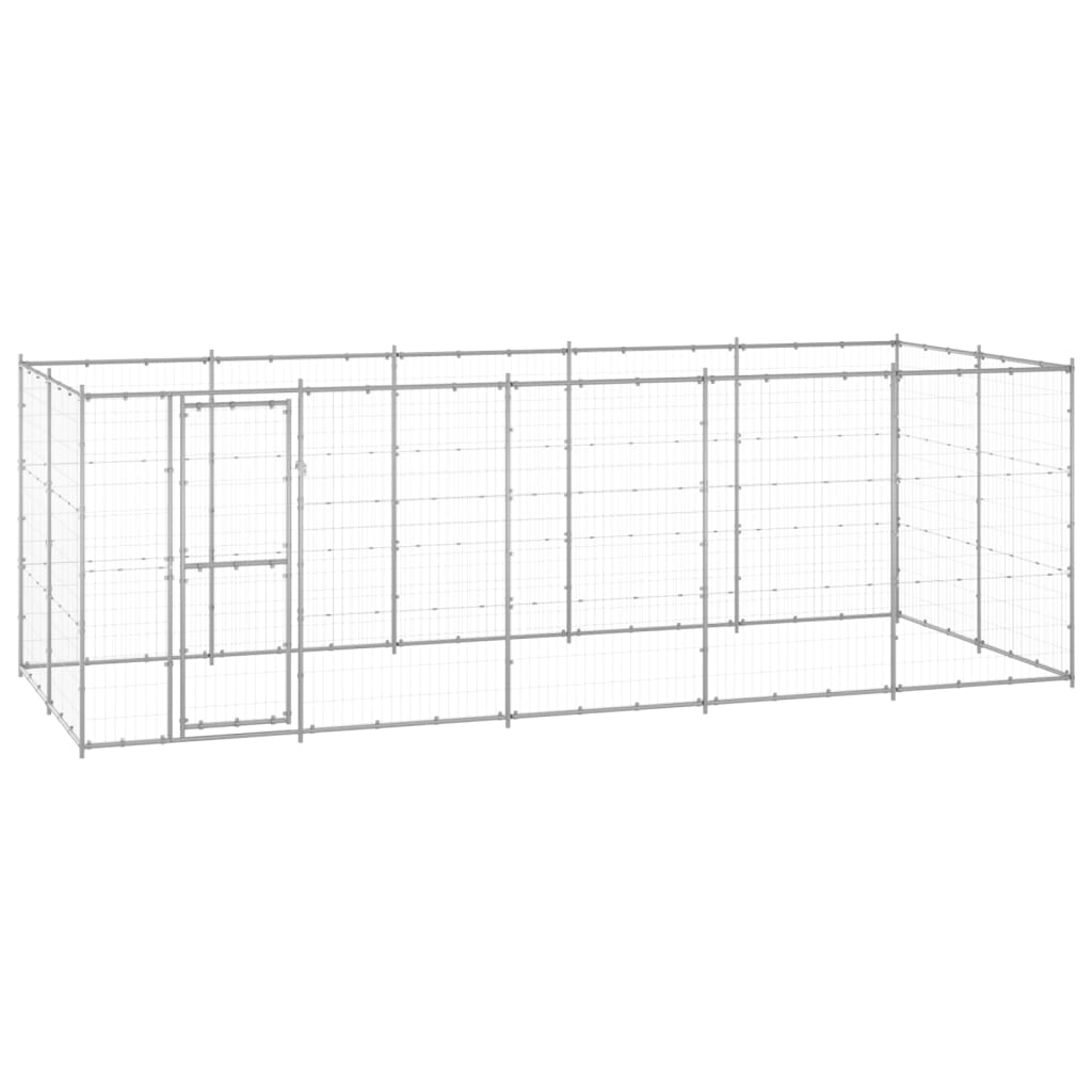 VidaXL Hondenkennel 12,1 m² gegalvaniseerd staal