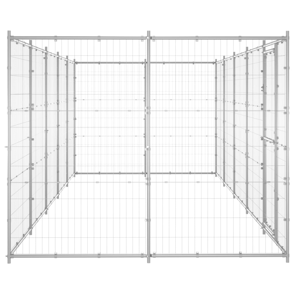 VidaXL Hondenkennel 12,1 m² gegalvaniseerd staal