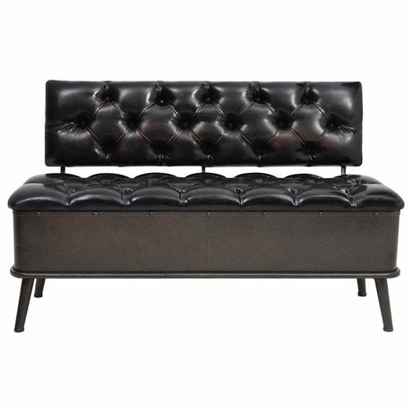 Vidaxl opbergbank met rugleuning 110 cm kunstleer zwart